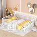 Queen Size Floor Bed Frame wirh Metal Fence and Door Sturdy Fun Kids