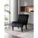 Velvet Lounge Accent Chair Tufted Backrest Armless Side Chair Upholstered Sleeper Chair with Solid Wood Legs, Black