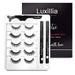 Luxillia (Clear + Black) Magnetic Eyeliner with Eyelashes Kit - Free Applicator Tool 8D Most Natural Look Eyelash No Magnets Needed - Best Reusable False Eye Lash Waterproof Liner Pen and Lashes