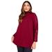 Plus Size Women's Lace-Sleeve Mockneck Tee by June+Vie in Rich Burgundy (Size 10/12)