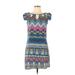 Alya Casual Dress - Shift: Blue Aztec or Tribal Print Dresses - Women's Size Large