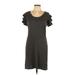 Chelsea & Violet Casual Dress - Shift Scoop Neck Short sleeves: Gray Solid Dresses - Women's Size Large