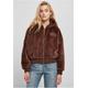 Collegejacke FUBU "Damen FW224-022-1 Signature Rhinestone Fur Jacket brown" Gr. S, braun (brown) Damen Jacken Sportjacken