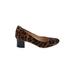 Cole Haan Heels: Pumps Chunky Heel Feminine Brown Leopard Print Shoes - Women's Size 7 1/2 - Round Toe