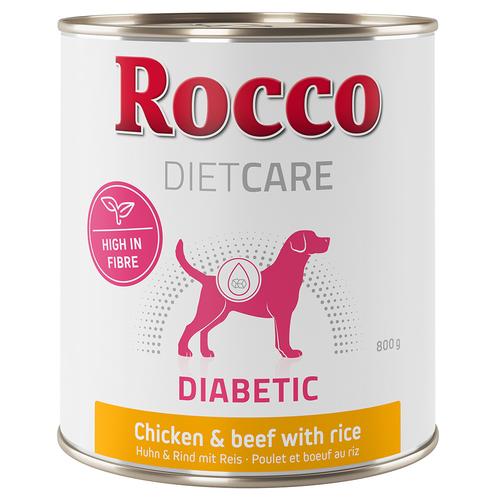 12x 800g Diet Care Diabetic Huhn & Rind mit Reis Rocco Hundefutter nass