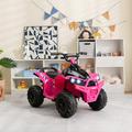 Costway kids 12v Battery Powered Ride On Atv Electric 4-wheeler Quad Car w/ Mp3 & Light Plastic in Pink | 27.6 H x 22.8 W x 37.8 D in | Wayfair