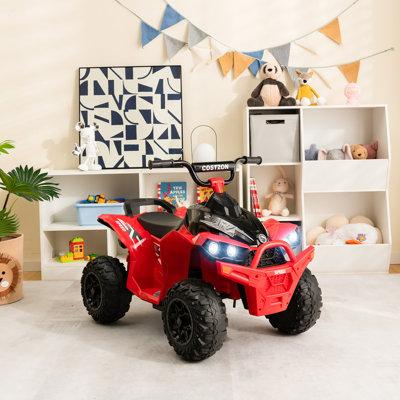 Costway kids 12v Battery Powered Ride On Atv Electric 4-wheeler Quad Car w/ Mp3 & Light Plastic in Red/Black | 27.6 H x 22.8 W x 37.8 D in | Wayfair