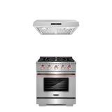 Cosmo 3 Piece Kitchen Appliance Package w/ 30" Gas Freestanding Range, & Under Cabinet Range Hood, Stainless Steel | Wayfair COS-3PKG-515