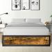 17 Stories Aliyyah Bed Frame w/ 4 XL Storage Drawers, Industrial Metal Platform Bed Frame w/ Footboard Metal in Brown | Wayfair