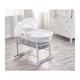 White Teddy Wash Day Grey Wicker Moses Basket With Quilt, Padded Liner, Body Surround and Adjustable Hood & Adjustable Hood