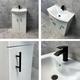 Hydros - Vanity Unit Bathroom Sink Basin Storage with Black Handles White - Various Sizes, 450mm-with Tap/Waste