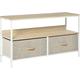 Tv Cabinet, tv Console Unit w/ Foldable Linen Drawers, tv Stand for Living Room Rustic Brown - Maple wood-effect