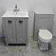 Derby Bathroom Suite Vanity Sink Basin + wc Toilet Unit - Light Grey Oak, With Tap