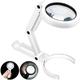 Aougo - Handheld Magnifier, 5X 11X Tabletop Magnifying Glass with Folding Stand, for Office, Jewelry, Newspaper, Reading, Watch Repair Craft