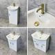 Hydros - Vanity Unit Bathroom Sink Basin Storage White with Gold Brushed Brass Handles, 850mm-without Tap/Waste - White