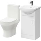 Piura White 450mm 1 Door Vanity Unit and Toilet Suite - White - Wholesale Domestic