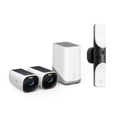 eufyCam S330 (eufyCam 3) und Kabelgebundene Wandleuchte mit Kamera S100