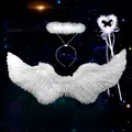 Ailes d'ange en forme d'hirondelle pour enfants et adultes ailes de plumes blanches fleur de