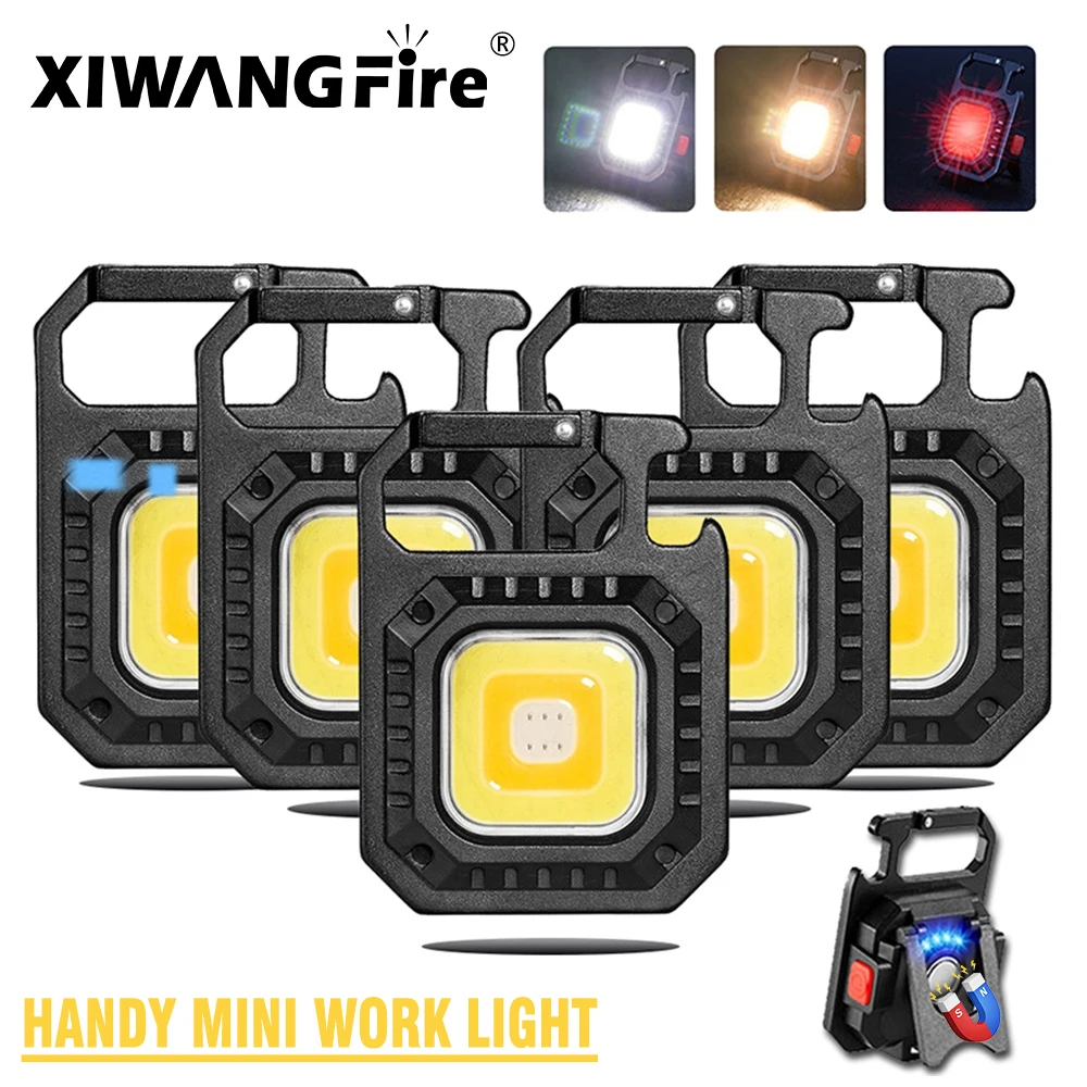 1/3/5 PIÈCES Lampe De Poche LED Lampe De Travail Portable COB Lampe De Poche Porte-clés USB Rechargeable Lampe De Camping En Plein Air avec tire-bouchon