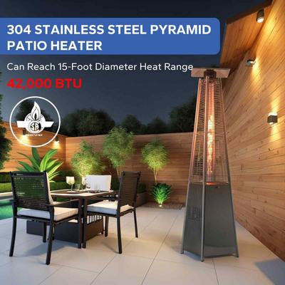 Patio Heater 7 feet Modern Pyramid Propane, 42,000 BTU Heater with Cover and Wheels