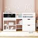 Twin Size Low Loft Bed with Rolling Desk, Low loft Bed for Kids,Wooden Low Loft Bed with Two Shelves and Two Drawers, White