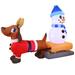 Joiedomi's 8 FT Long Multicolor Polyester Jumbo Puppy w/ Snowman Inflatable Decoration w/ Build-in LED Lights