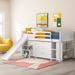 Loft Bed with 5 Drawers, 5 Shelves Slide&Ladder Twin Loft Bed, White