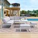 4-Piece Steel Structure Patio Furniture Set for 6, Comprising 2 Love Sofas, 1 Single Sofa, 1 Table & 2 Benches.