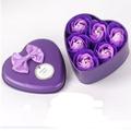 VerPetridure Heart Shaped Iron Box 6 Soap Flowers Purple 6Pcs Heart Scented Bath Body Petal Rose Flower Soap Wedding Decoration Gift PP