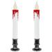 Set of 2 Pre-lit LED White and Red Halloween Candles 9"