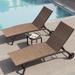 Outdoor Chaise Lounges and Side Table, Patio Lounger with Wheels 3-Piece Set - See Picture