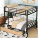 Space-Saving Full Size Convertible Bunk Bed with 2 Storage Drawers, Metal Bunk Bed Frame with Built-in Ladder & Guardrails