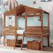 House Twin Bed for Kids, Low Loft Bed with 2 Storage Drawers, Wood Twin Kids Loft Bed with Roof and Windows