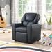 Black Kids Recliner Chair PVC Single Sofa Adjustable Lounge Chair, Gaming Home Theater Lounge Chair with Armrest Storage