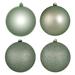 Vickerman 6" Frosty Mint 4-Finish Ball Ornament Assortment, 4 per Box - Green