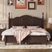 Queen Size Wood Platform Bed Frame, Retro Style Platform Bed with Wooden Slat Support and Wood Finished Headboard