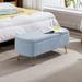 Storage Ottoman Bench for End of Bed Gold Legs, Modern Grey Faux Fur Entryway Bench Upholstered Padded with Storage