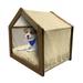 Beige Pet House Wooden Texture Pattern Grains of Wood Natural Tree Growth Lines of Nature Organic Theme Outdoor & Indoor Portable Dog Kennel with Pillow and Cover 5 Sizes Cream by Ambesonne