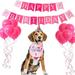 CSCHome 16PCS Dog Birthday Party Supplies Set Dog Birthday Hat Bow Tie Flags Balloons Decoration Set for Large Small Pet Dogs Dog Birthday Decoration