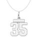 Carat in Karats Sterling Silver Polished Finish Rhodium-Plated Number 35 Charm Pendant (20mm x 8mm) With Sterling Silver Cable Chain Necklace 16