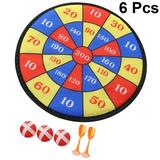 Frcolor 1 Set/5Pcs Self-adhesive Dartboard Toy Set Outdoor Indoor Sports Tool Darts Toy for Kids Children (1pc Dart + 2Pcs Balls + 2Pcs Darts)