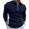 Polo Shirts for Men Golf Shirts Long Sleeve Zip Up Lapel Business Smart Casual Tops Henley V Neck Rugby Navy Blue XL