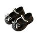 Children Girls Spring Autumn Korean Style Fashion Princess Style Retro Patent Leather Cute Pearl Bow Design Dance Shoes Leather Shoes Beans Shoes