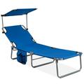 Foldable Lounge Chair Adjustable Outdoor Beach Patio Pool Recliner W/Sun Shade