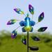 Austok Peacock Wind Spinner Solar Windmill with Metal Garden Stake Solar Powered Windmill for Outside Garden Decoration