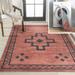 Korsa Geometric Medallion Machine-Washable Red/Dark Gray 3 ft. x 5 ft. Area Rug