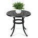 Patio Bistro Table Cast Aluminum Round Outdoor Table Bistro Table with Umbrella Hole for Poolside Deck Porch Backyard Garden Balcony
