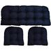 Indoor Outdoor 3 Piece Wicker Cushion Set Loveseat Settee 41 x 19 2 Matching Chair Cushions 19 x 19 - Made with Canvas Navy Blue Fabric