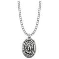 Extel Large Sterling Silver Oval St. Michael Medal Pendant Patron Saint of Police Officers for Men Women with 20 chain