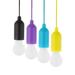 FRCOLOR 4 Pcs Portable LED Pull Cord light Bulb Outdoor/Indoor Hanging Bulb Lantern for Camping Garden Patio and Tent Lighting-White Light(Blue Yellow Fuchsia and Black)